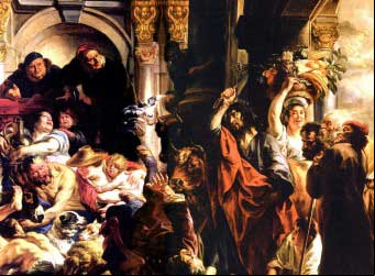 Christ Driving Merchants From Temple (Jacob Jordaens, 1650)